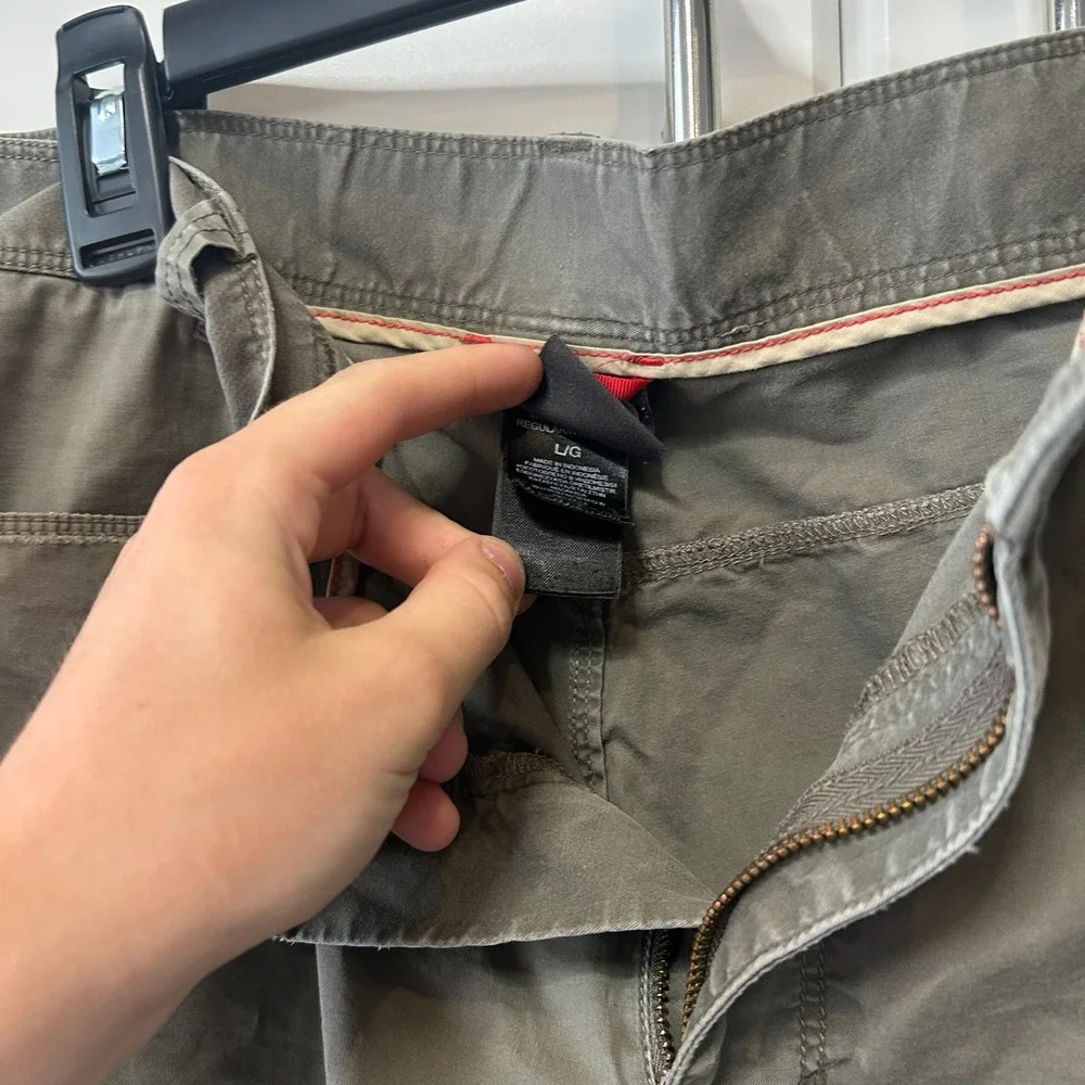 The North Face Mens Hiking Shorts Olive Green Stretch Waist L Large T325/T725